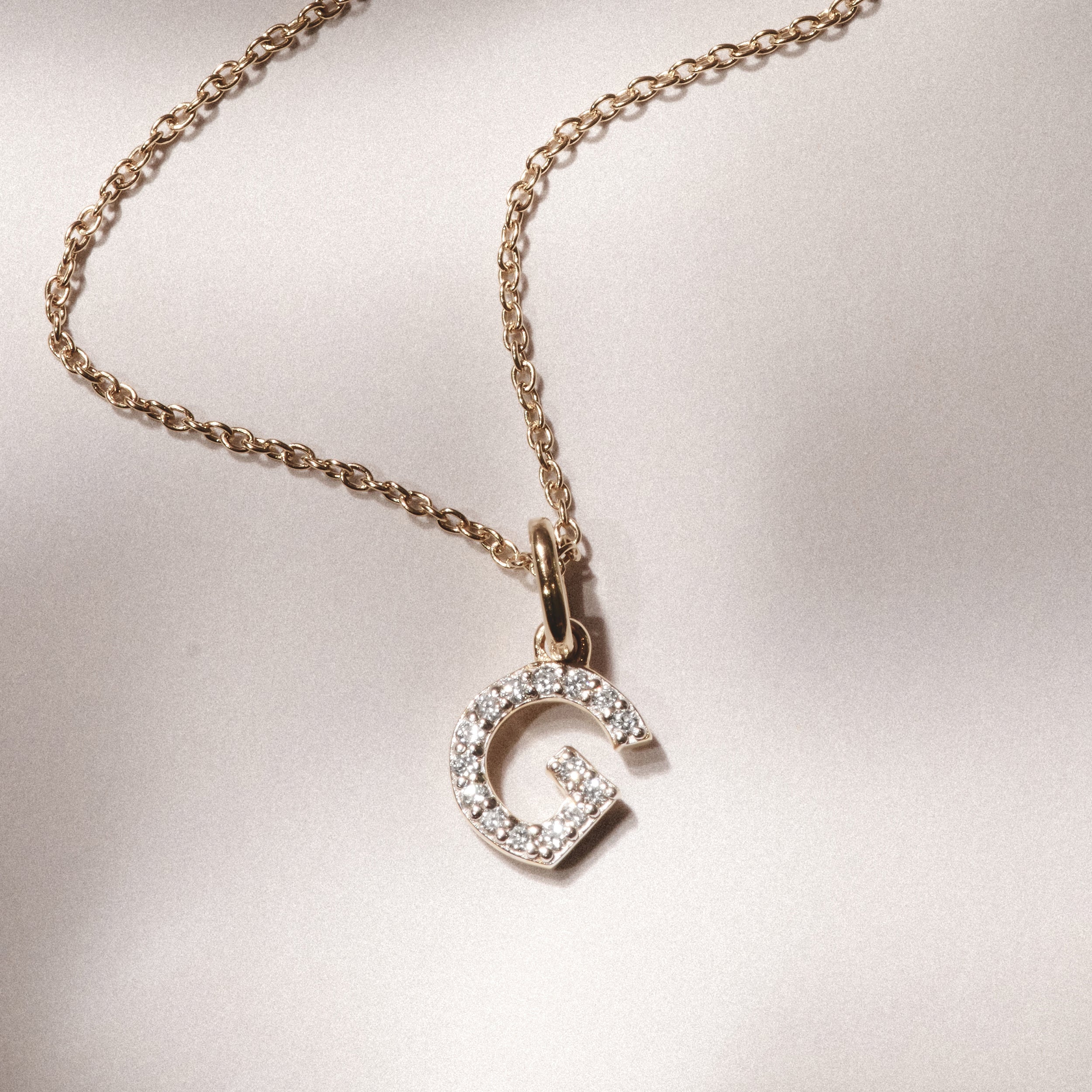 Love Letter Initial G Lab Diamond Necklace set in 18K Gold Vermeil